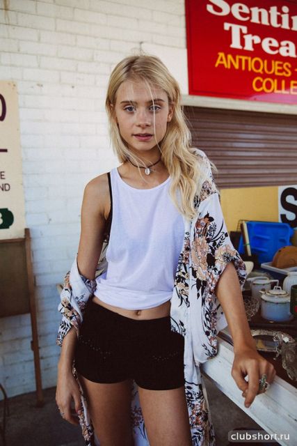 Clara Rosager in black shorts